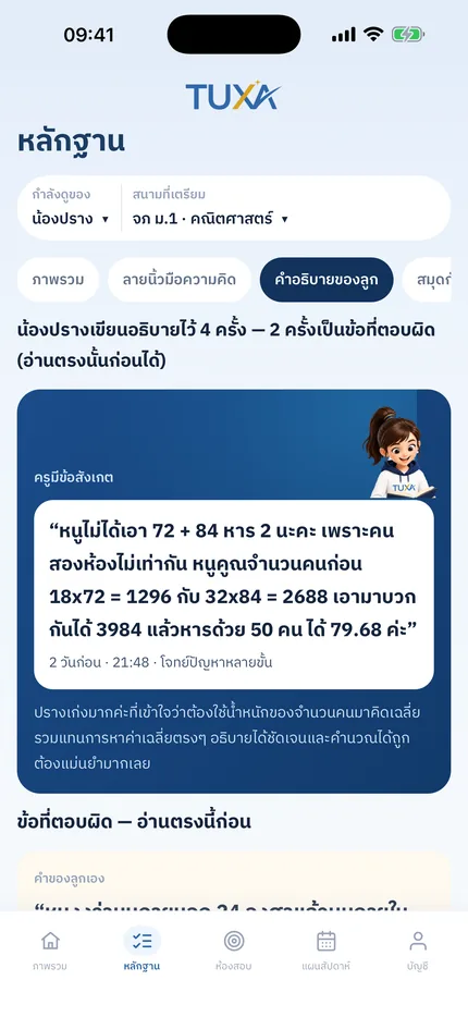 จอคำอธิบายที่ลูกเขียนเองของ TUXA